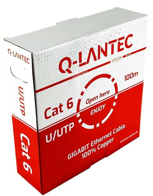 Q-LANTEC Kabel U/UTP kat.6, 100m, szary