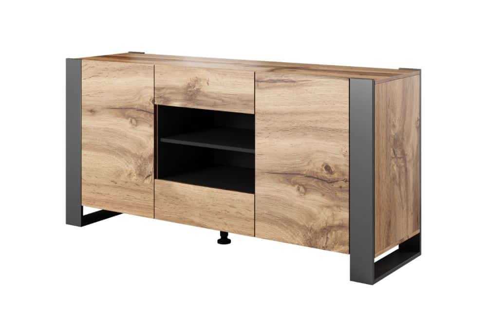 Komoda WOOD 164/44/80 dęb wotan + antracyt