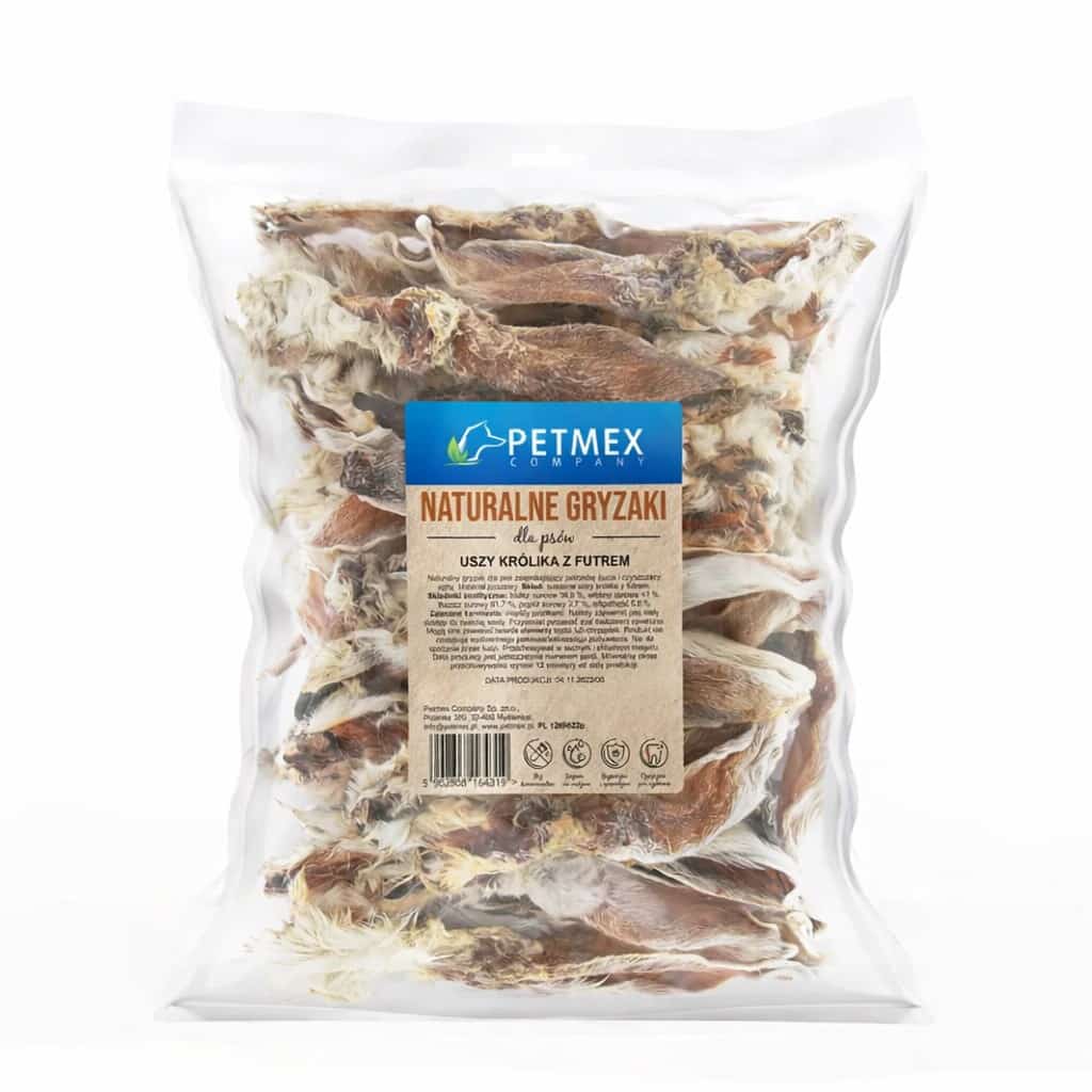 PETMEX Uszy Królika z Futrem 200g