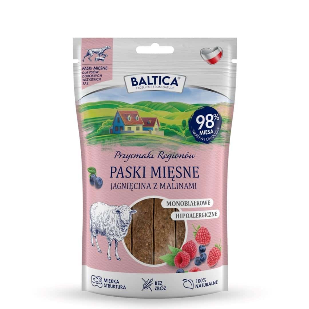 BALTICA Przysmaki Mięsne paski Jagnięcina z malinami 90g