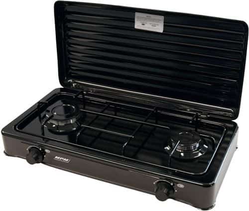 Turystyczna kuchenka gazowa 2-palnikowa / czarna MPM SMILE-KN-02/1KB (OUTLET)