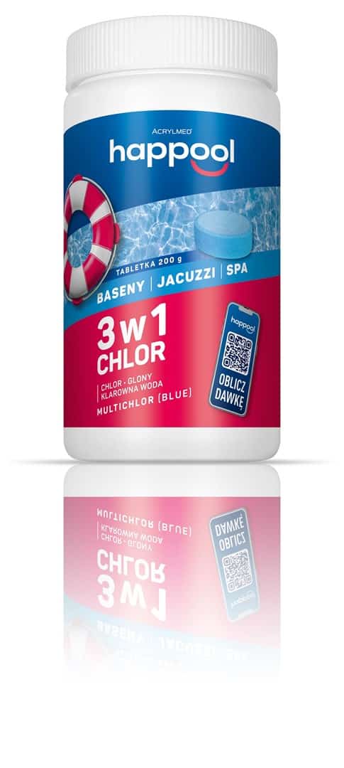 Acrylmed 1kg Multichlor 200g BLUE do długotrwałej dezynfekcji wody w basenie - tabletki