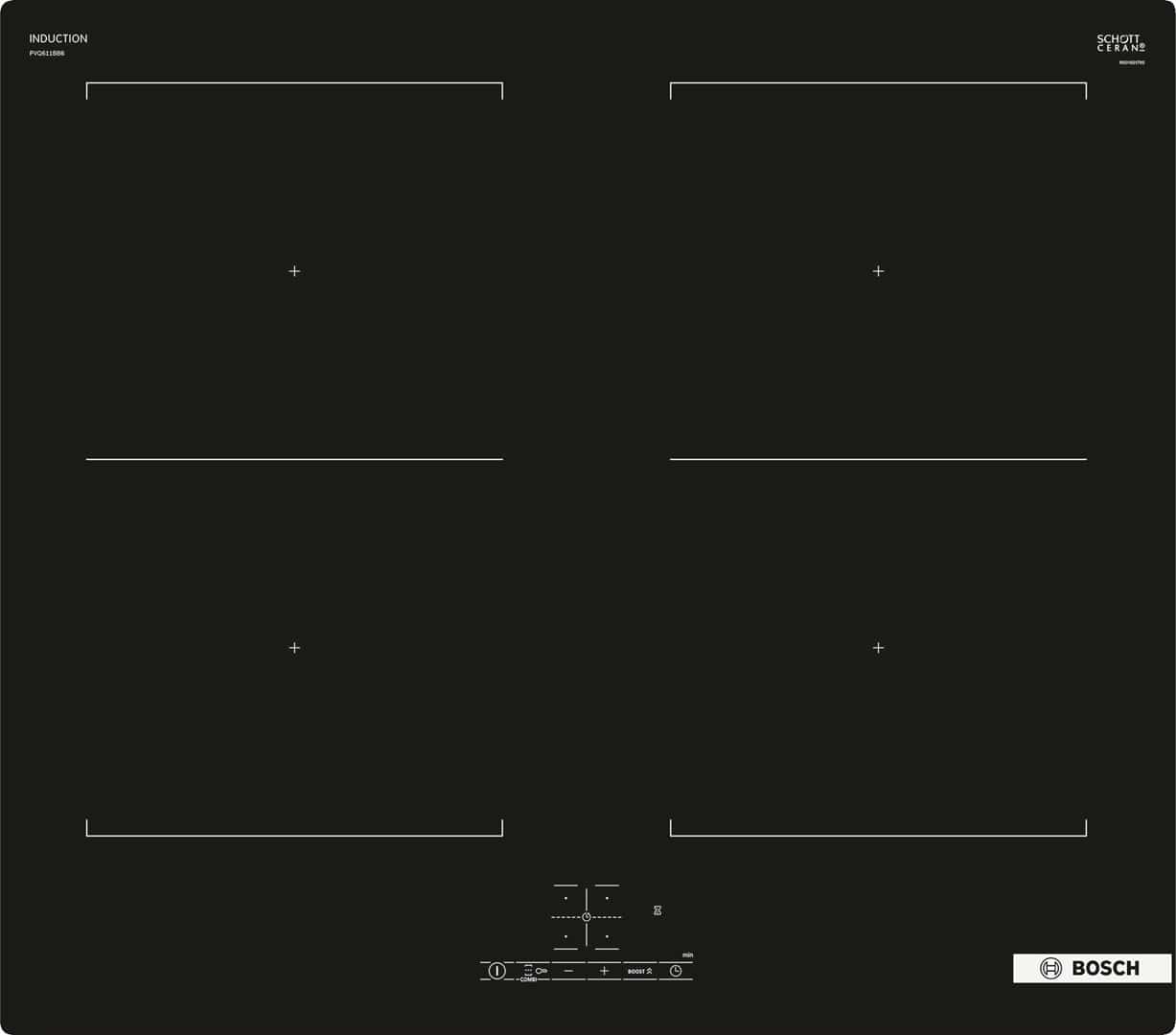 Płyta indukcyjna BOSCH PVQ611BB6E Serie 6 60 cm | PowerBoost | CombiZone | timer | czarny