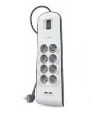 Listwa zasilająca Belkin Power Surge 8-PORT + 2xUSB-A 18W 900J 2m Grey/White (OUTLET)