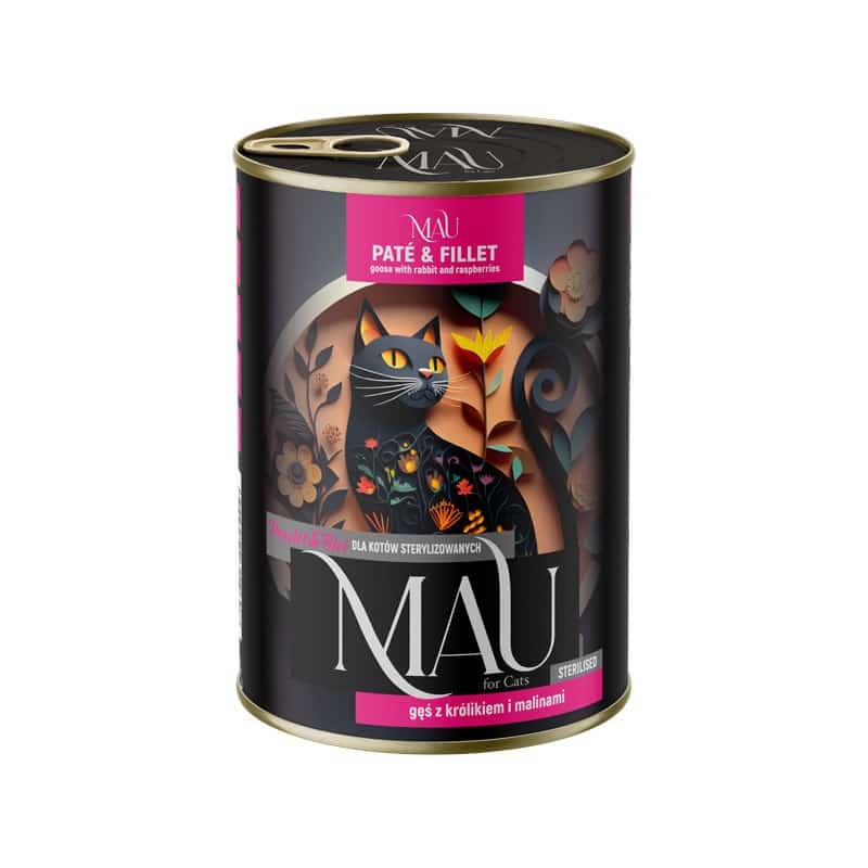 MAU P&F gęś z królikiem i malinami - kar.dla kota steryliz.400g
