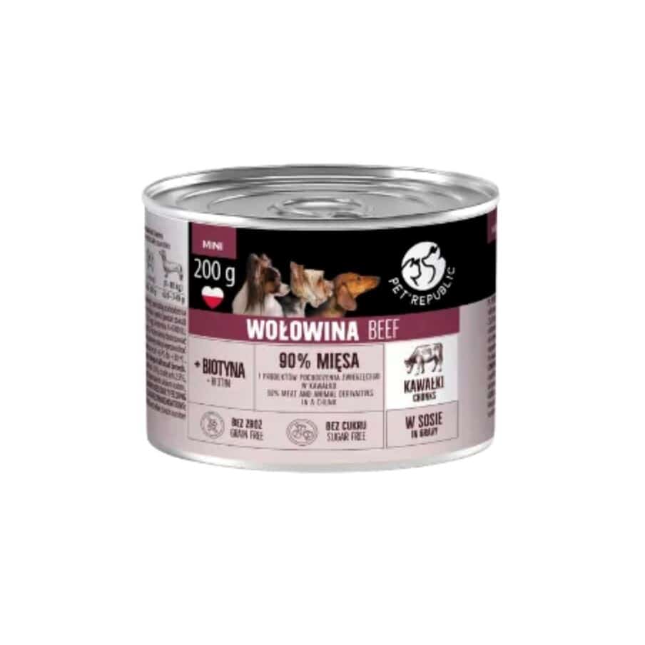PetRepublic kawałki wołowiny sos mokra karma dla psa 10x200g