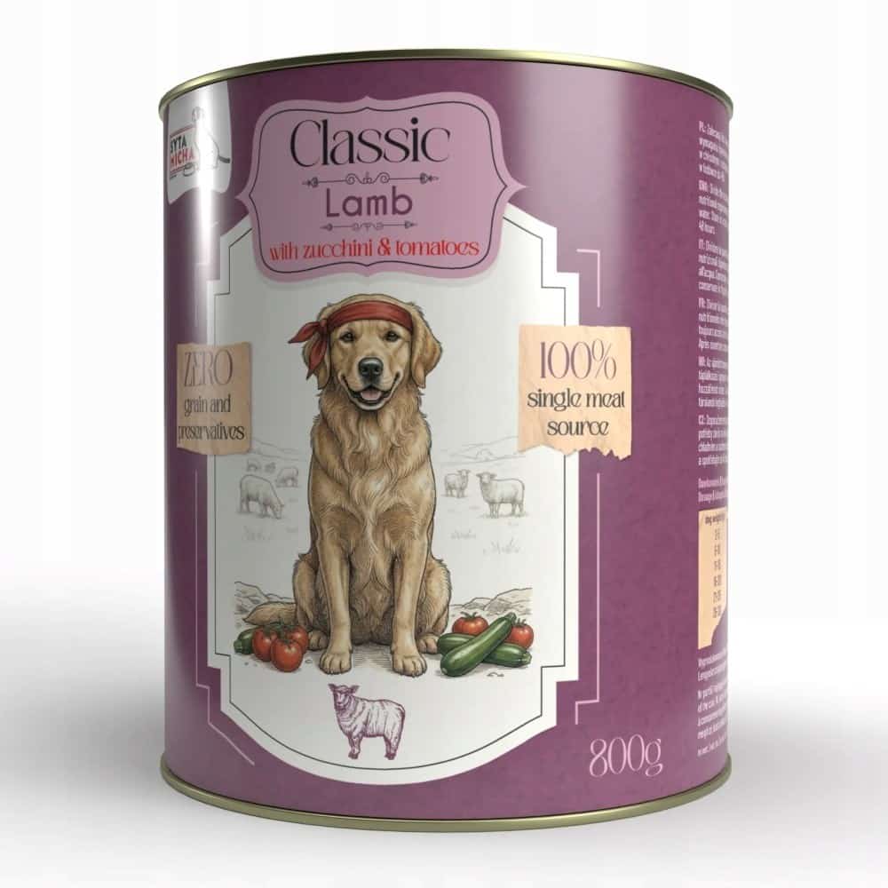Syta Micha classic mokra karma dla psa jagnięcina z cukinią - puszka 800g