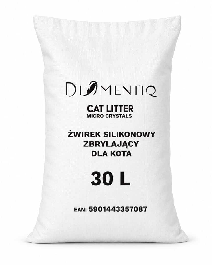 DIAMENTIQ żwirek micro crystals silikonowy, zbrylający dla kota 30l (OUTLET)