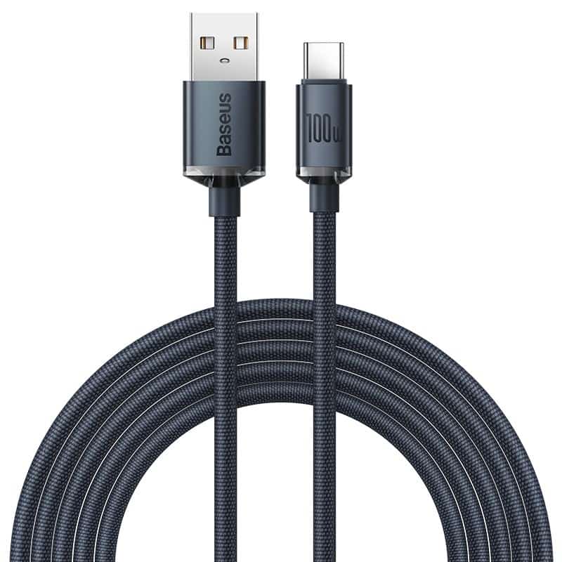 Baseus Crystal Shine Series kabel przewód USB do szybkiego ładowania i transferu danych USB Typ A - USB Typ C 100W 1,2m czarny (CAJY000401)