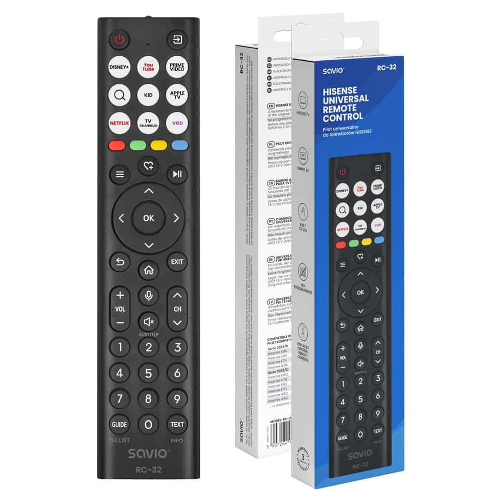 SAVIO PILOT UNIWERSALNY/ZAMIENNIK DO TV HISENSE RC-32