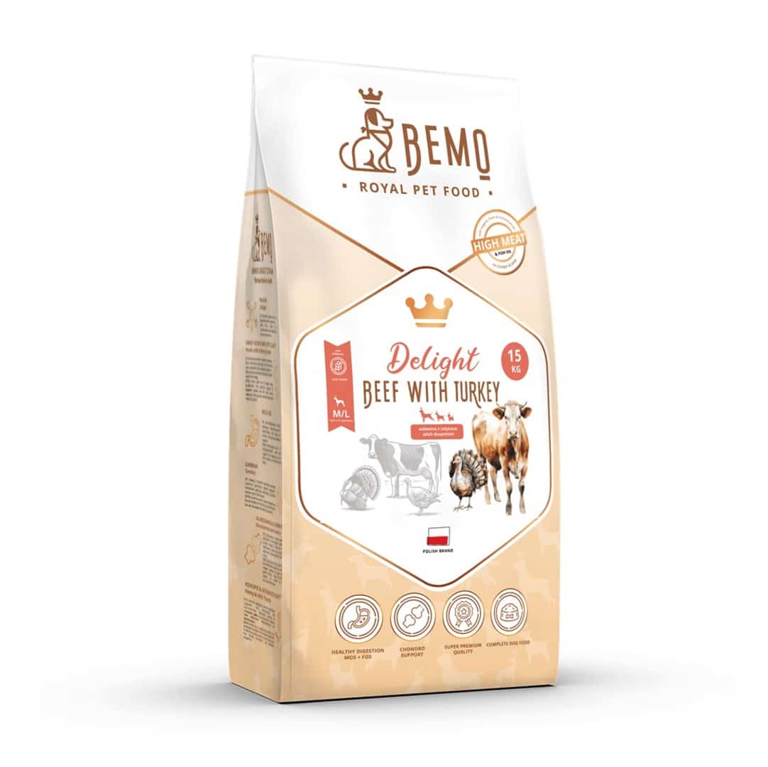 Karma sucha dla psa Bemo Delight Beef with Turkey - wołowina z indykiem, medium/large, 15 kg