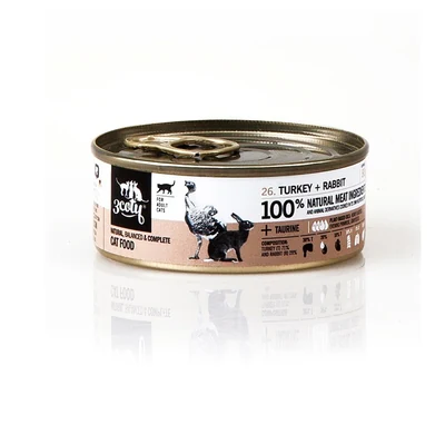 Mokra karma dla kotów dorosłych 3Coty TURKEY + RABBIT 80g