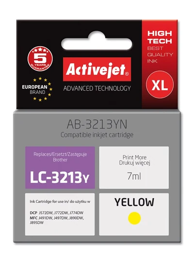 Tusz Activejet AB-3213YN (7 ml; Żółty; zamiennik Brother LC3213Y)