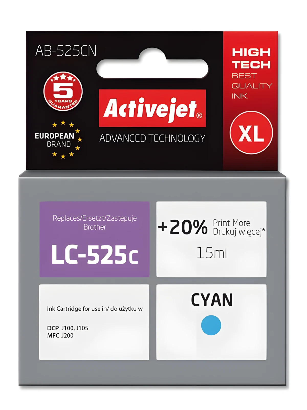 Activejet AB-525CN Tusz Zamiennik dla Brother LC525C
