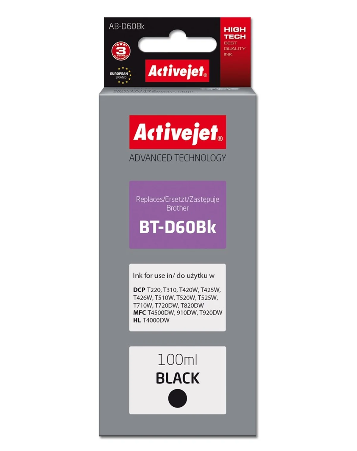 Activejet AB-D60Bk Buteleczka z tuszem 100ml czarny