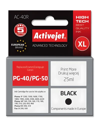 Activejet AC-40R Tusz (zamiennik Canon PG-40; 25 ml; czarny)