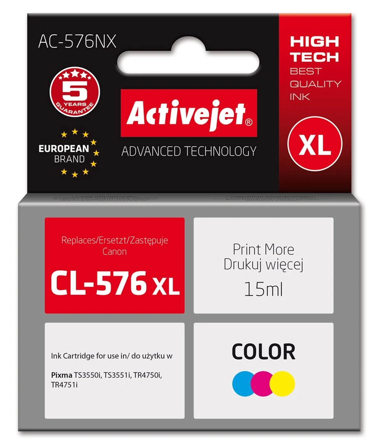 Activejet AC-576NX Tusz Zamiennik dla Canon CL-576XL