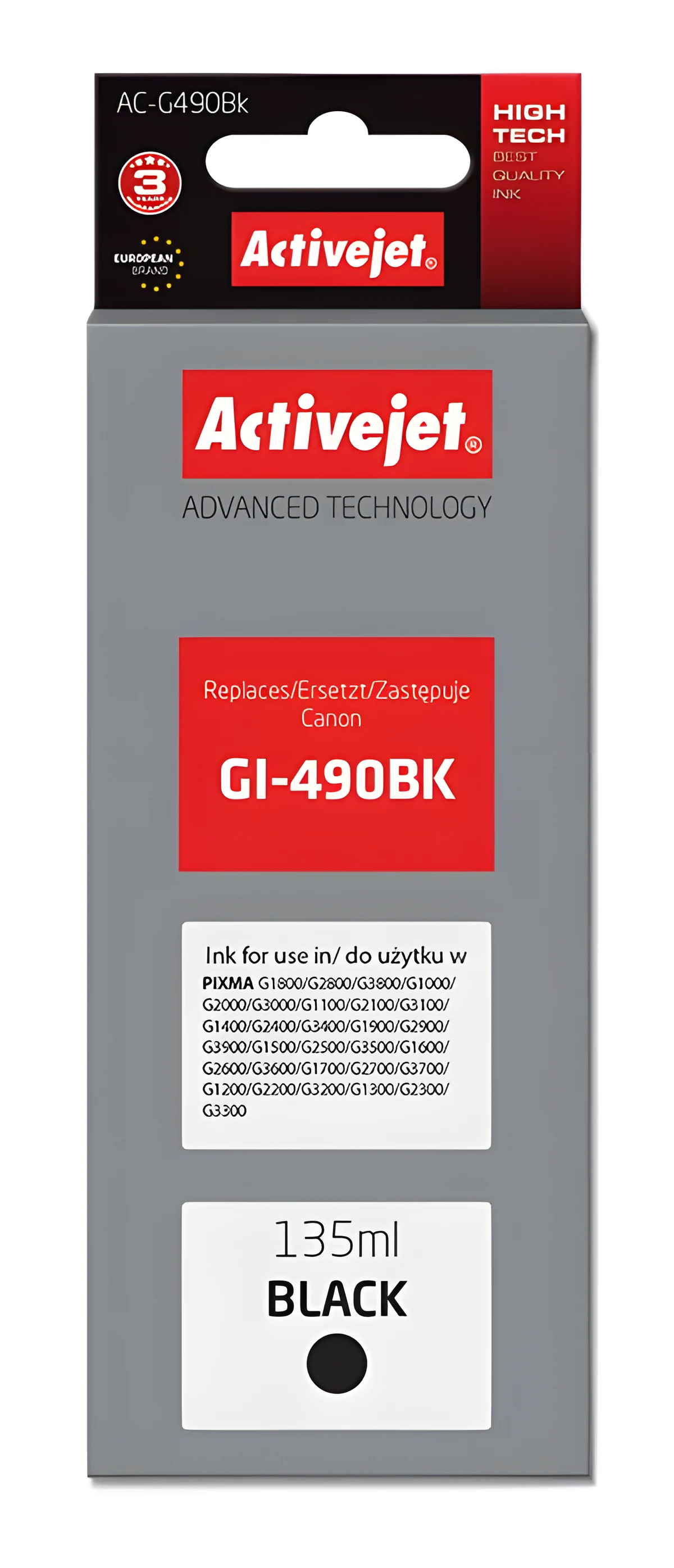 Activejet AC-G490Bk Tusz 135ml czarny - Canon PIXMA
