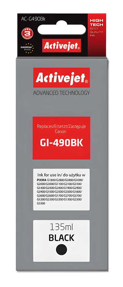 Tusz Activejet AC-G490Bk 135ml czarny do drukarek Canon PIXMA