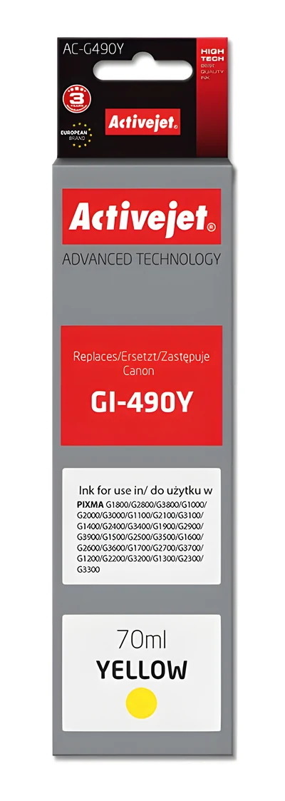 Activejet AC-G490Y Tusz 70 ml, Kompatybilny z Canon PIXMA
