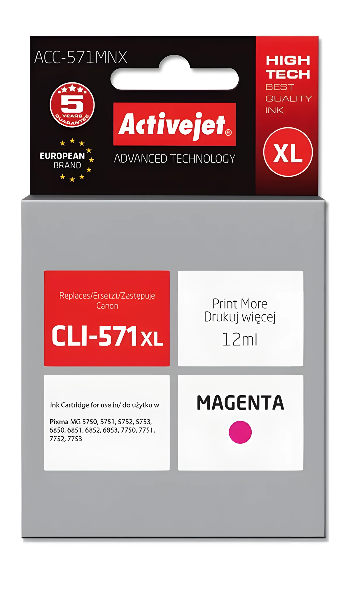 Activejet ACC-571MNX Tusz Zamiennik dla Canon CLI-571XLM