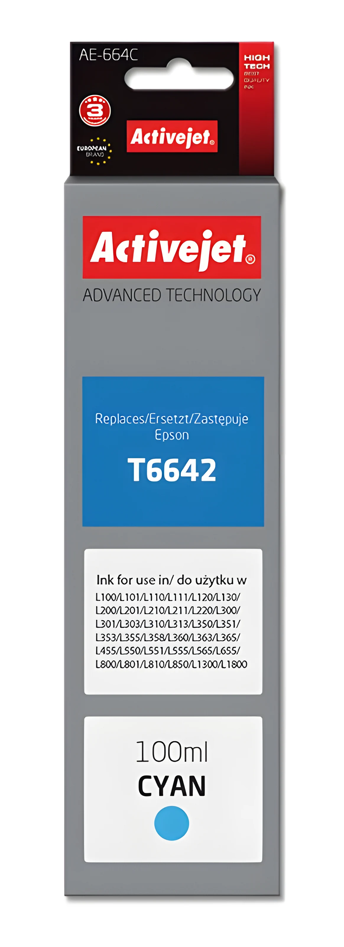 Activejet AE-664C Buteleczka z tuszem 100ml niebieski