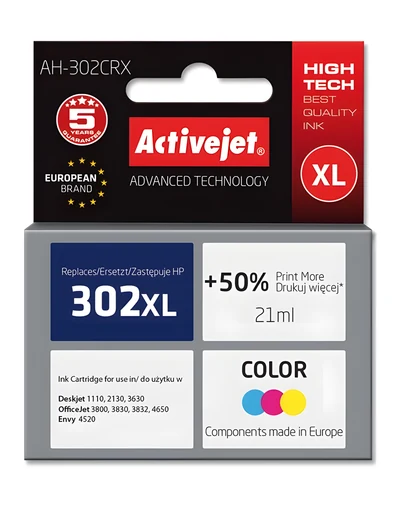 Tusz Activejet AH-302CRX do drukarek HP, 21 ml, 500 stron, kolor