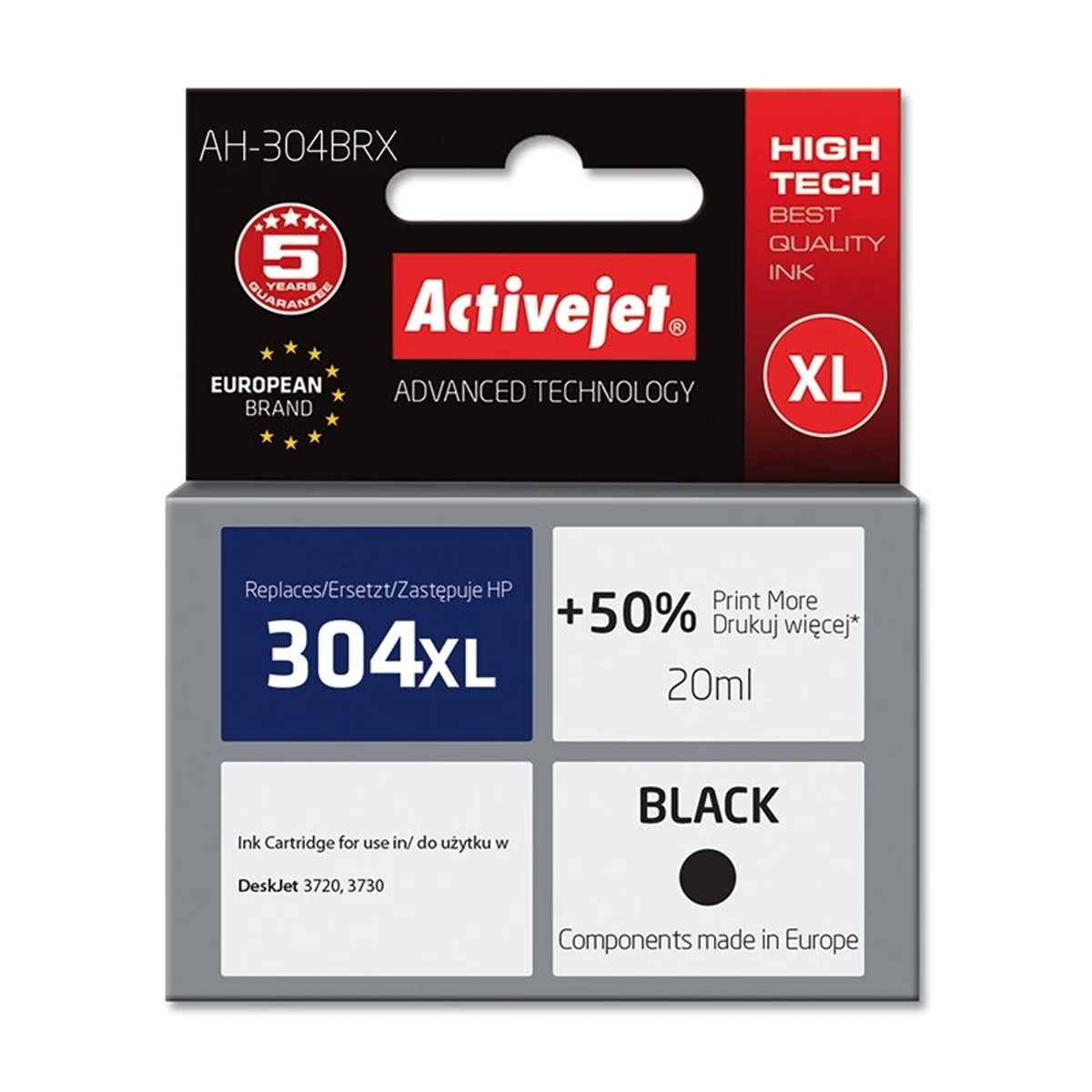 Tusz Activejet AH-304BRX 20ml czarny - Kompatybilny z drukarkami HP