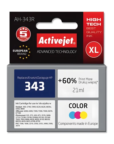 Tusz cyjan Activejet AH-343R 21 ml do drukarek HP Deskjet