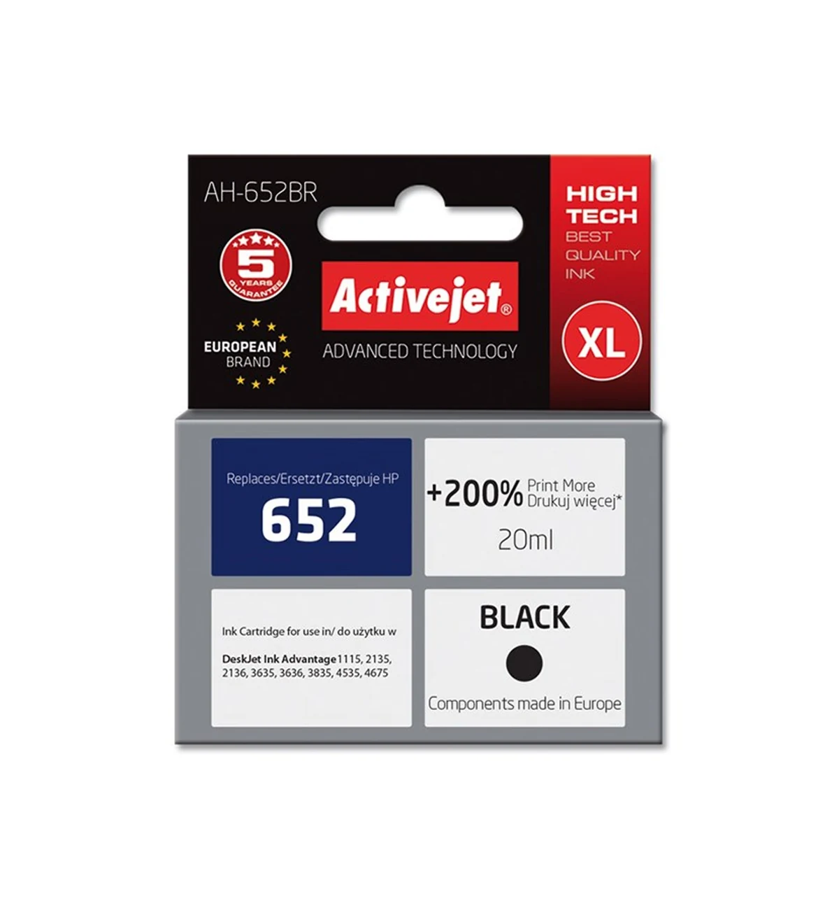 Activejet AH-652BR Tusz 20ml czarny do HP Deskjet