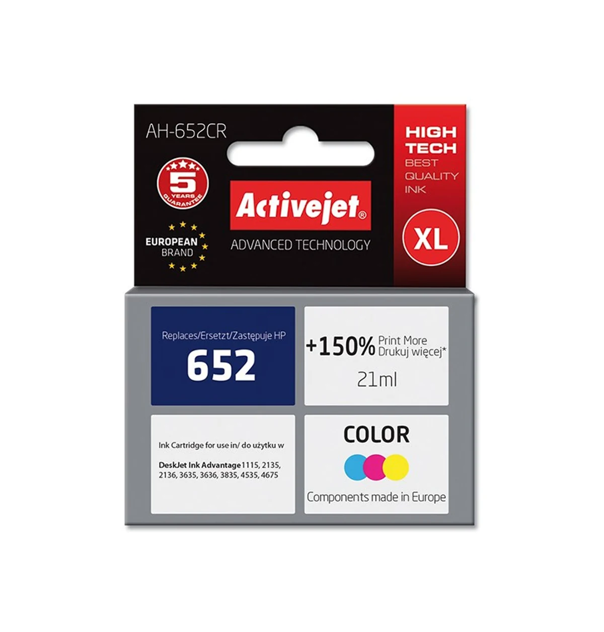 Activejet AH-652CR Tusz, 21 ml, Kompatybilny z HP Deskjet