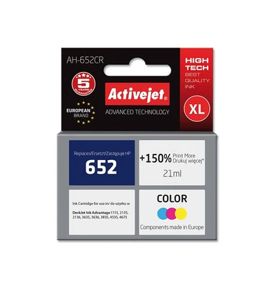 Tusz Activejet AH-652CR, 21 ml, kompatybilny z drukarkami HP Deskjet