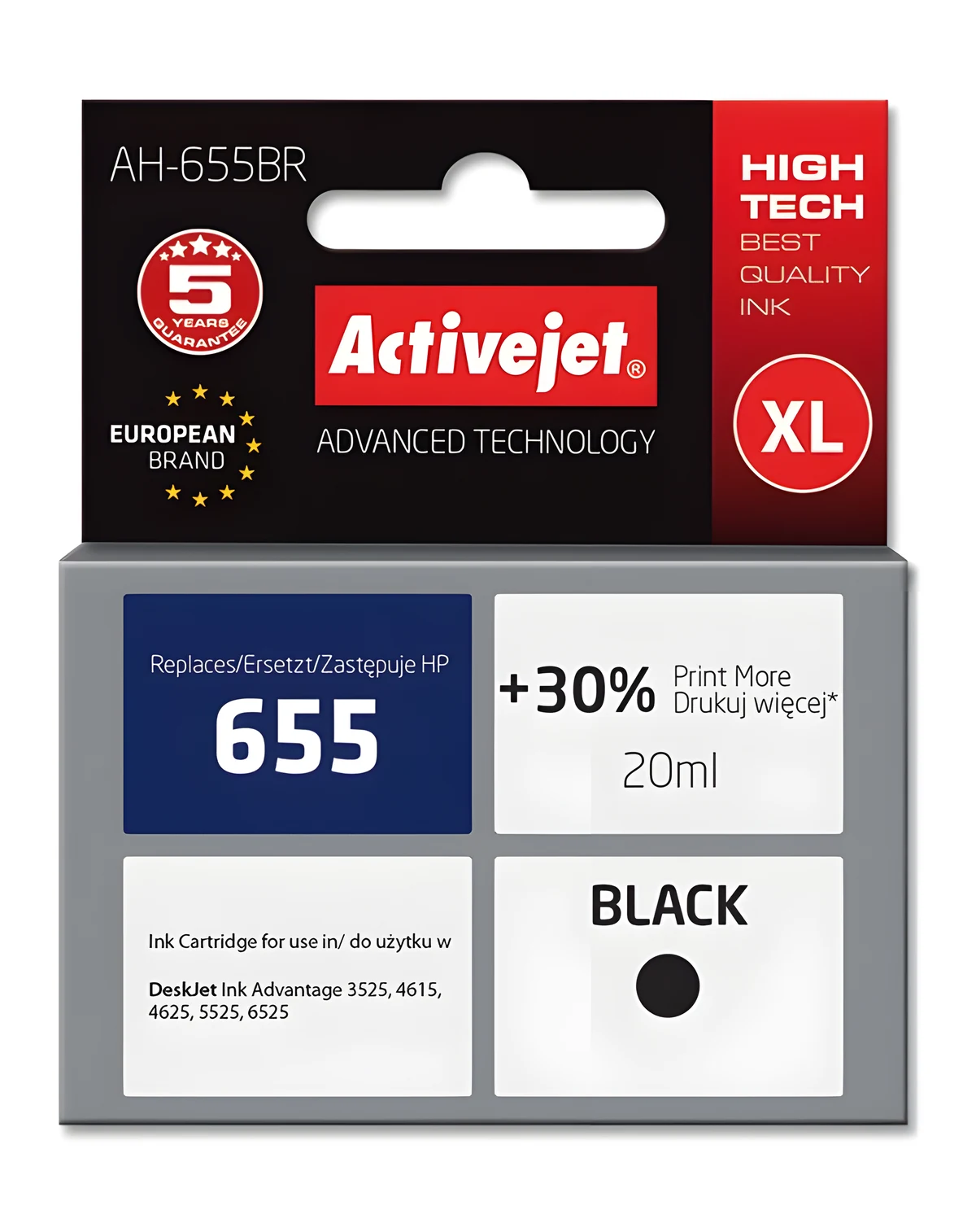 Activejet AH-655BR Tusz 20ml czarny do HP