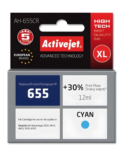 Tusz Activejet AH-655CR Niebieski 12 ml do drukarek HP