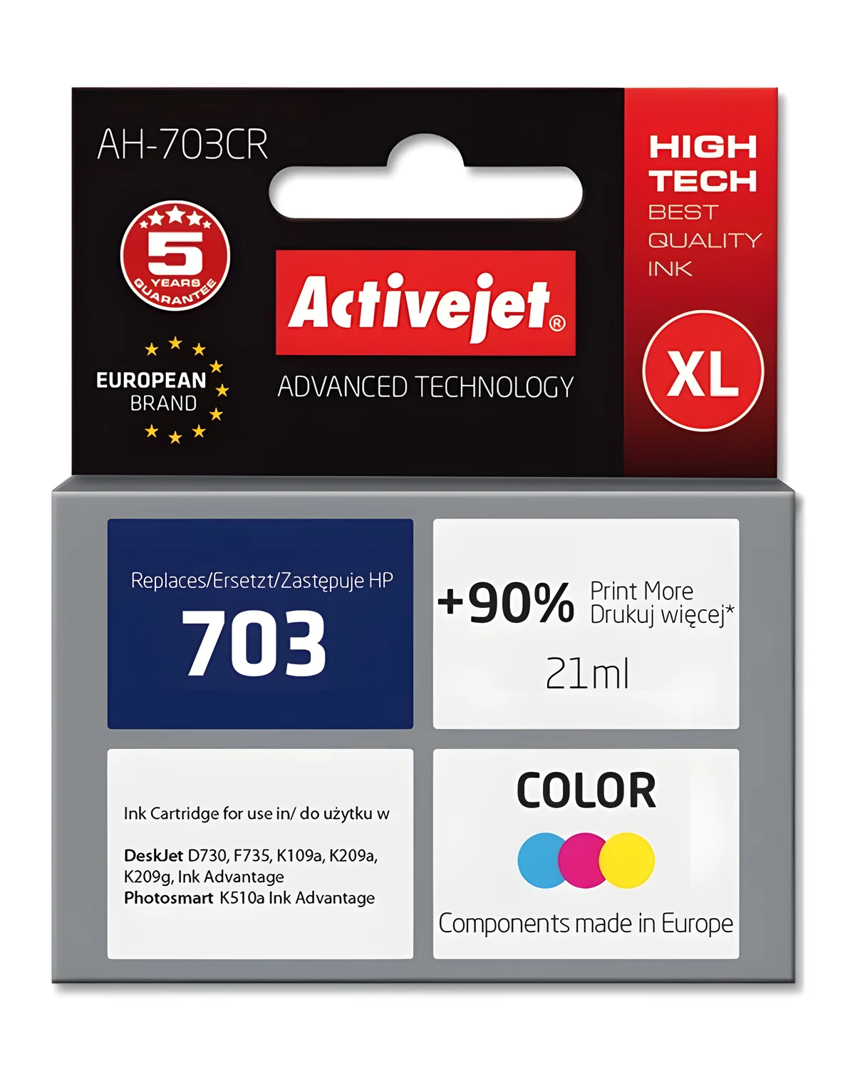 Activejet AH-703CR Tusz 21 ml, Kompatybilny z HP