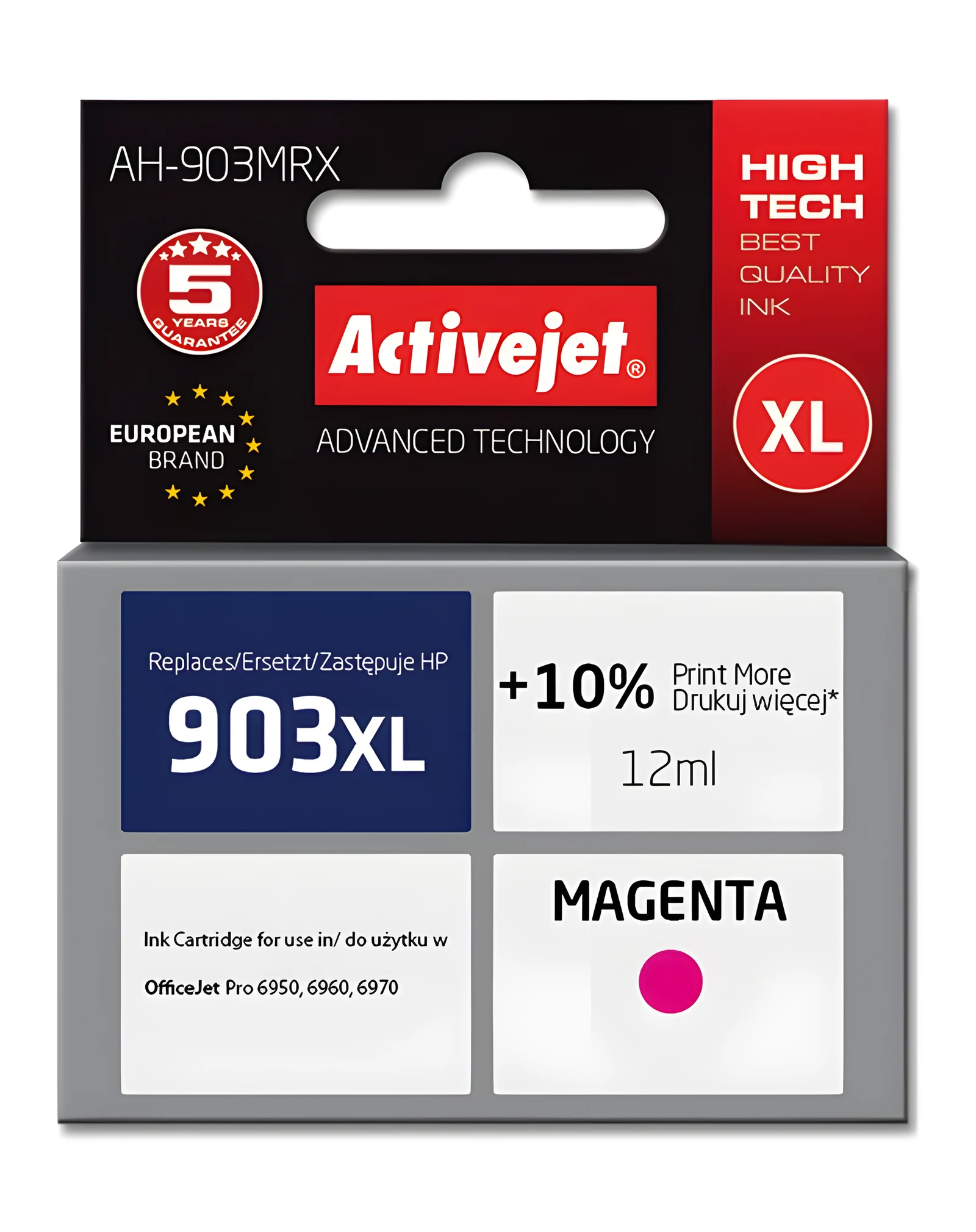 Tusz Activejet AH-903MRX, 12 ml, Czerwony, Kompatybilny z HP — zdjęcie 1 z 2