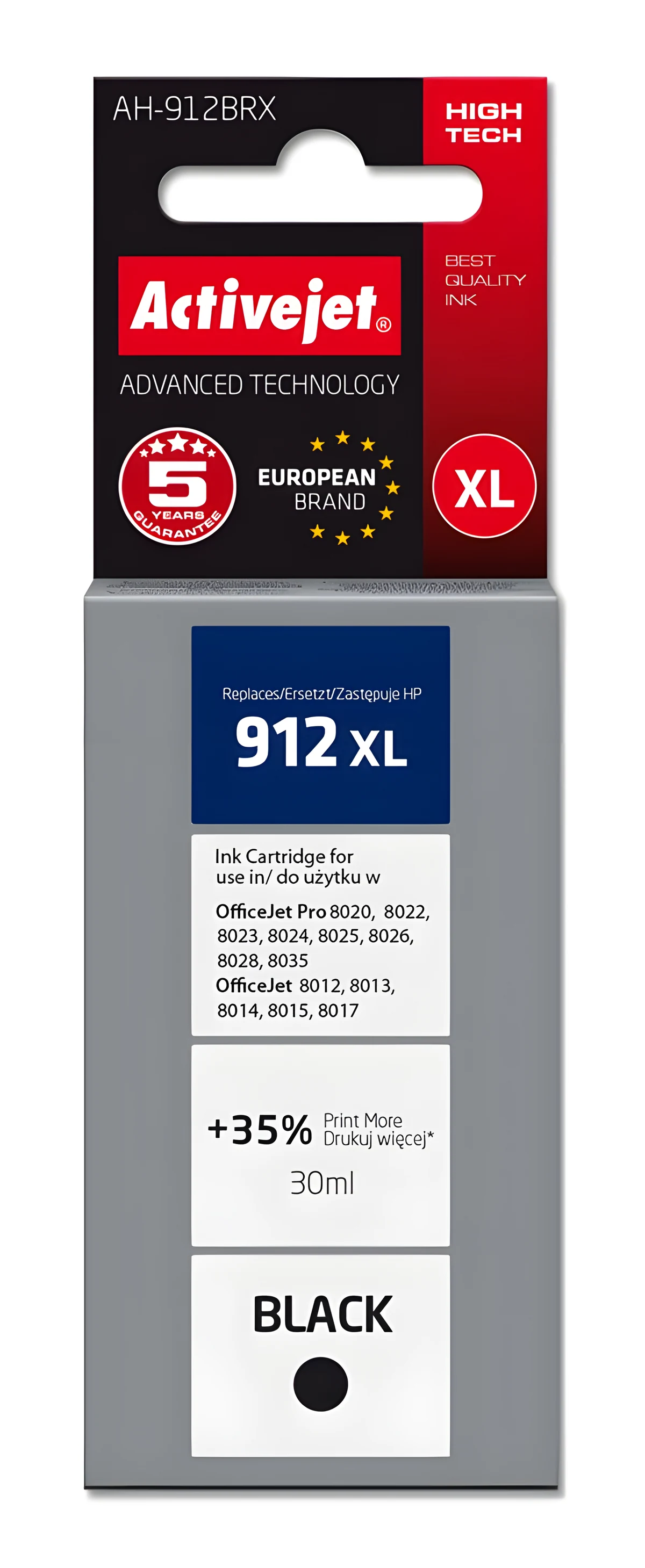 Activejet AH-912BRX Tusz, 30ml, czarny, kompatybilny z HP