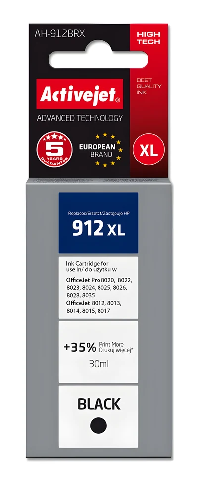 Tusz Activejet AH-912BRX, 30 ml, czarny, kompatybilny z HP