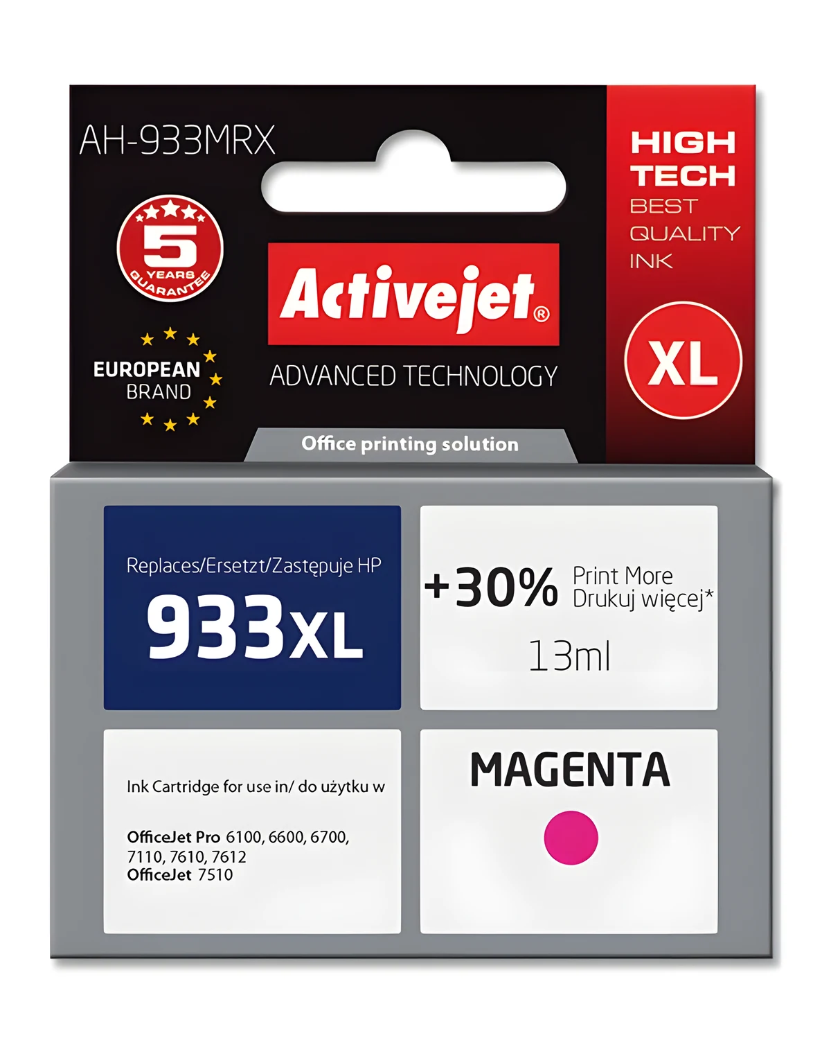 Activejet AH-933MRX Tusz, Zamiennik HP 933XL, 13ml, Czerwony