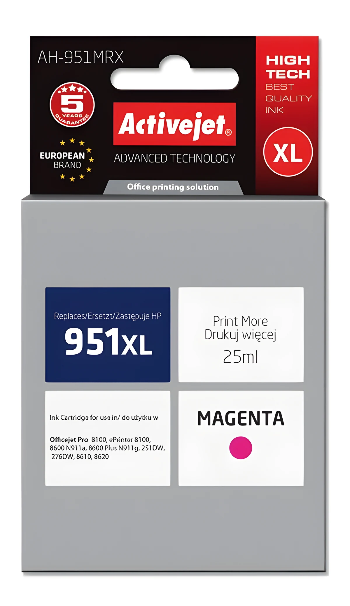 Activejet AH-951MRX Tusz 25ml Czerwony - Kompatybilny z HP