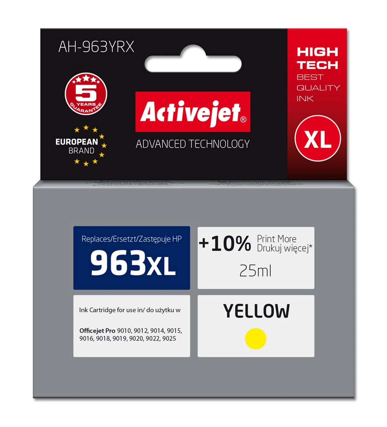 Tusz Activejet AH-963YRX, Żółty, 25 ml, 1760 stron