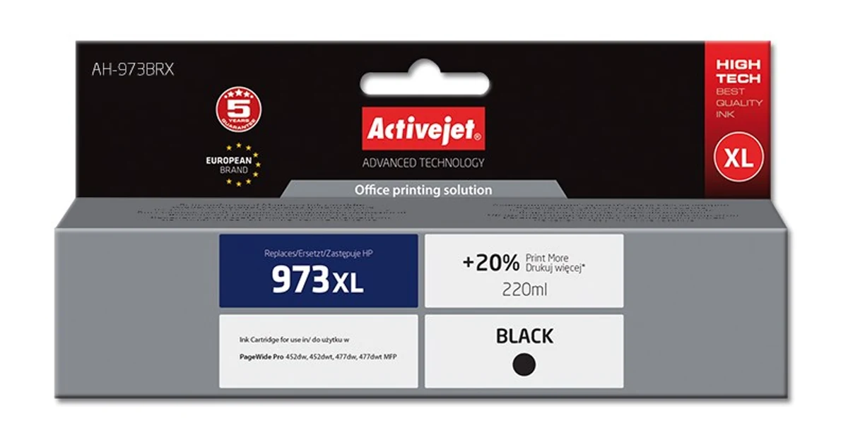 Activejet AH-973BRX Tusz 220 ml czarny - HP PageWide Pro