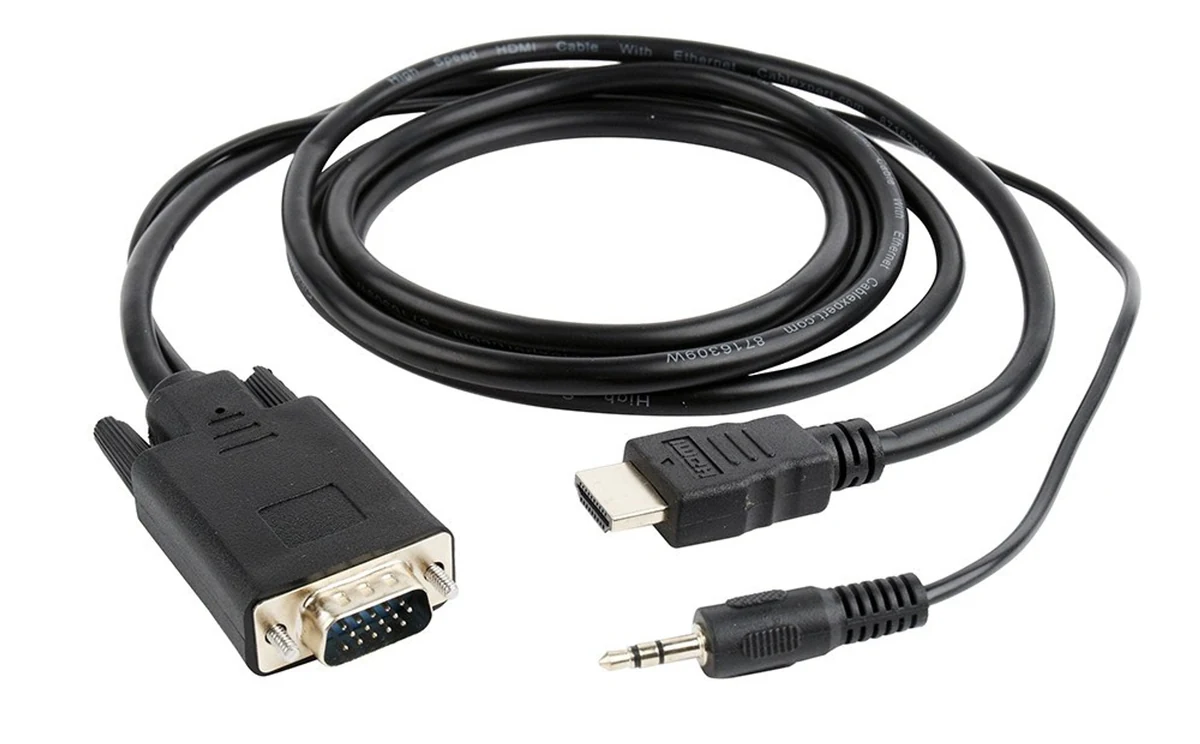 Adapter GEMBIRD A-HDMI-VGA-03-6, 1,8m, czarny