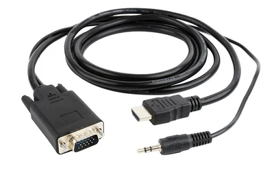 Adapter HDMI na VGA Gembird A-HDMI-VGA-03-6, 1,8m, czarny