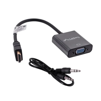 Adapter Lanberg AD-0017-BK HDMI do VGA Czysta nazwa: Adapter HDMI do VGA Lanberg AD-0017-BK