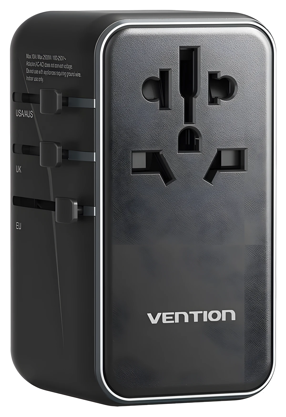 Adapter Vention 100W GaN USB-A + 3x USB-C, czarny