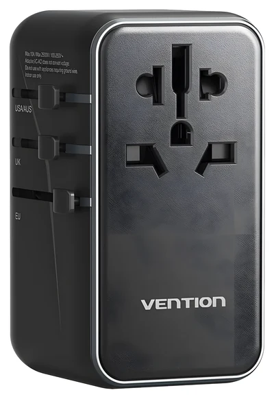 Adapter Vention 100W GaN USB-A + 3x USB-C, czarny