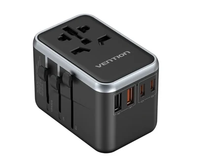 Adapter Vention 65W GaN z 2x USB-A i 2x USB-C, czarny