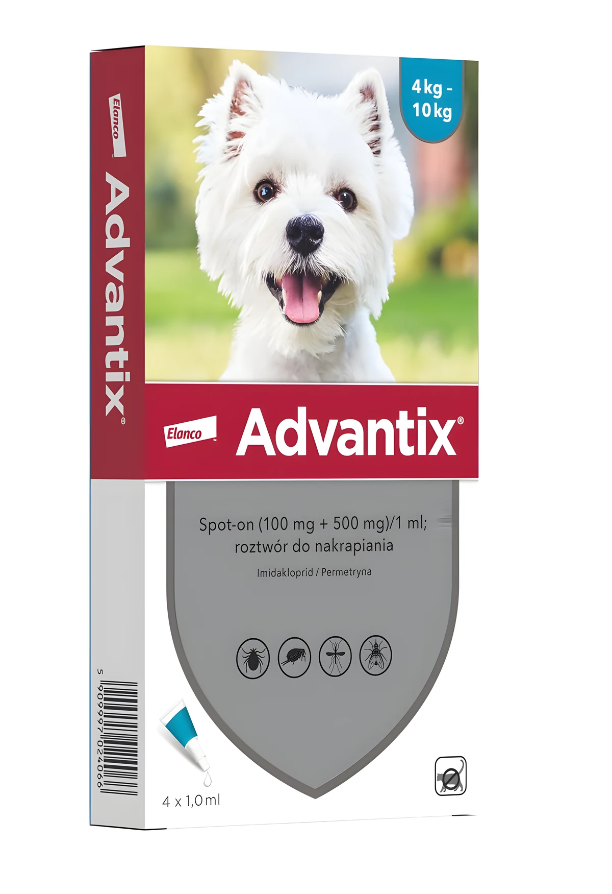 Advantix dla psów od 4 do 10kg pipeta 1,0ml (4 sztuki)
