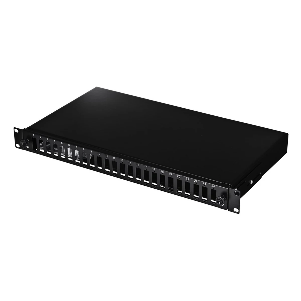 Alantec Przełącznica światłowodowa 24xSC duplex / 24xLC quad 19" 1U z płytą czołową oraz akcesoriami montażowymi (dławiki, opaski), wysuwalna (FOP-1U-24SCD-S)